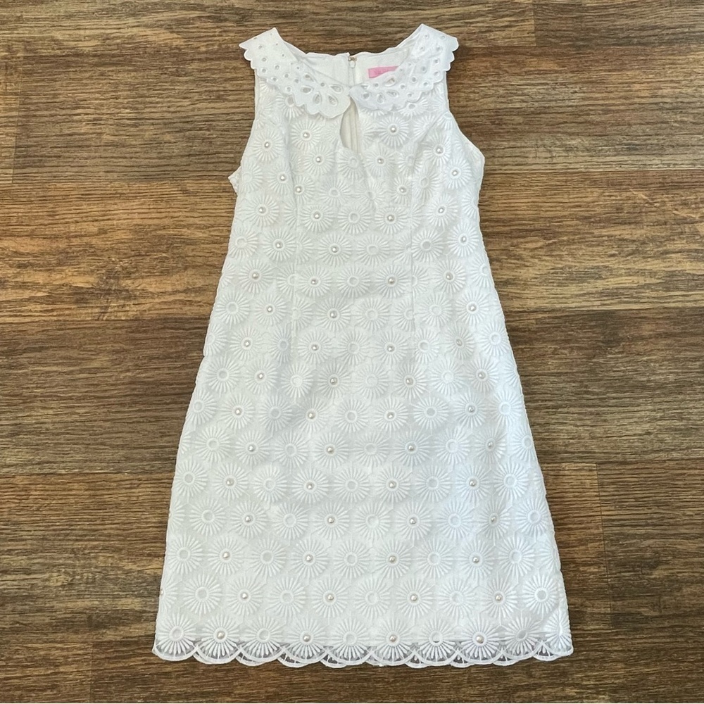 Lilly Pulitzer Nicci Pinwheel Pearl Embellished Sheath Dress Size 0 - Picture 3 of 8